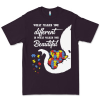 Plum Autism Different Makes You Beautiful Premium Tee - CowhideDigitalArt