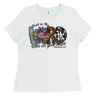 White trust in the lord with all your heart Ladies Tee - SublimationCraftShop