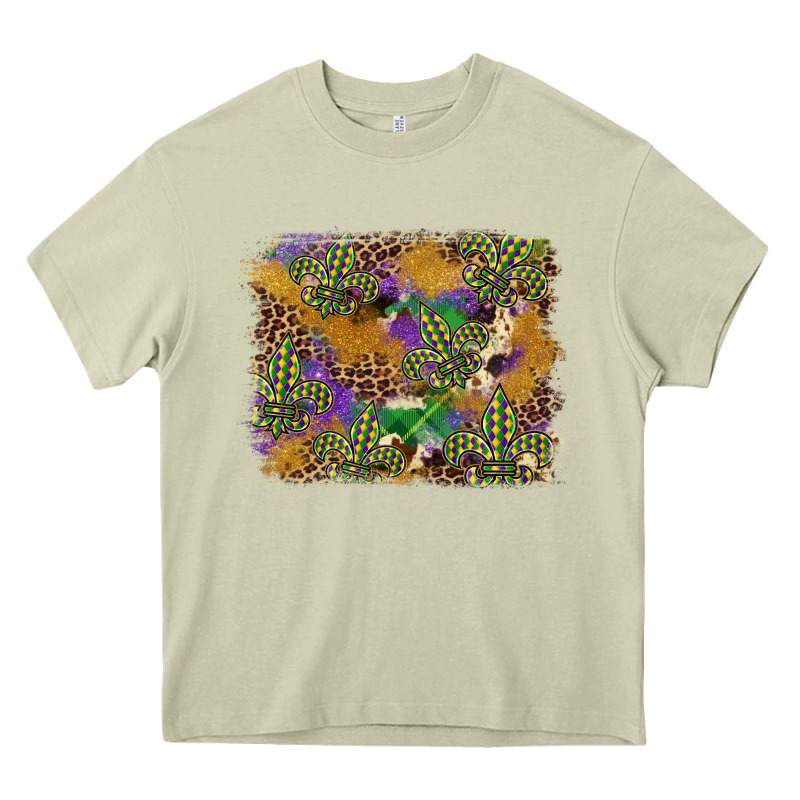 Mardi Gras Plaid Purple Glitter Cowhide  Leopard Heavy Core Tee by FaDigitalArtStudio | Teevron