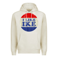 Oatmeal Heather i like ike political button vintage distressed Premium Hoodie - baoMotion