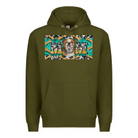 Army Green english bulldog mom  license plate template Premium Hoodie - BarkalooDesign