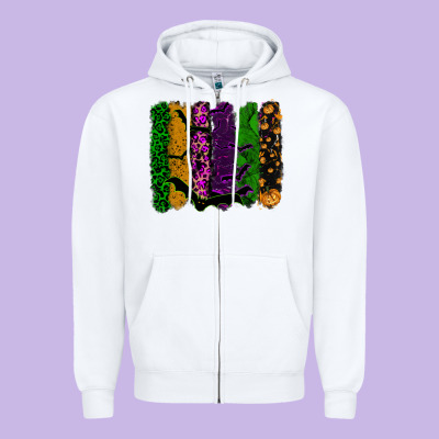 Halloween Brushstroke Zipper Hoodie Designed By Ranaportraitstore