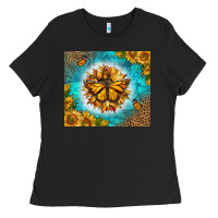 Black Monarch Butterfly Sunflower Ladies Tee - LillyAllenDesigns