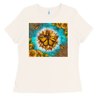 Bone Monarch Butterfly Sunflower Ladies Tee - LillyAllenDesigns