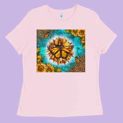 Monarch Butterfly Sunflower Ladies Tee Designed By Lillyallendesigns