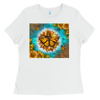 White Monarch Butterfly Sunflower Ladies Tee - LillyAllenDesigns