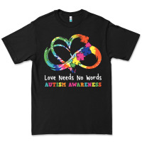 Black Love Needs No Words Heart Puzzle Autism Premium Tee - CowhideDigitalArt