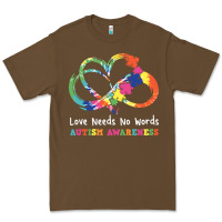 Cacao Love Needs No Words Heart Puzzle Autism Premium Tee - CowhideDigitalArt