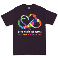 Plum Love Needs No Words Heart Puzzle Autism Premium Tee - CowhideDigitalArt