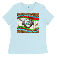Baby Blue winter blessings leopard Ladies Tee - LillyAllenDesigns