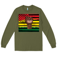 Army Green Juneteenth American flag Long Sleeve Tee - Artiststas