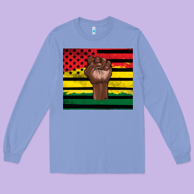 Juneteenth American Flag Long Sleeve Tee Designed By Artiststas