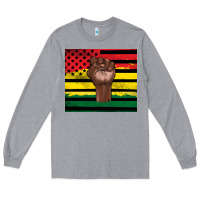 Heather Grey Juneteenth American flag Long Sleeve Tee - Artiststas
