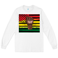 White Juneteenth American flag Long Sleeve Tee - Artiststas
