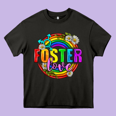 Foster Love Pride Lgbtq Heavy Core Tee Designed By Bundleandbundleshop