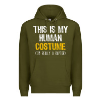 Army Green human costume raptor halloween velociraptor lazy easy t shirt Premium Hoodie - baoMotion