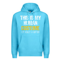 Ocean Blue human costume raptor halloween velociraptor lazy easy t shirt Premium Hoodie - baoMotion