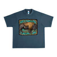 Midnight Navy bison with gemstone background Urban Heavy Tee - RanaPortraitStore