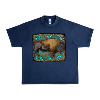 Navy bison with gemstone background Urban Heavy Tee - RanaPortraitStore