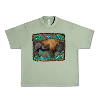 Oil Green bison with gemstone background Urban Heavy Tee - RanaPortraitStore