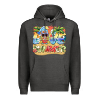 Charcoal Heather love summer gnomes  Background Premium Hoodie - BarkalooDesign