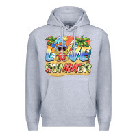 Heather Grey love summer gnomes  Background Premium Hoodie - BarkalooDesign