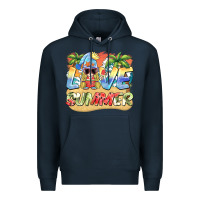 Navy love summer gnomes  Background Premium Hoodie - BarkalooDesign