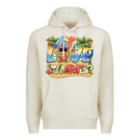 Oatmeal Heather love summer gnomes  Background Premium Hoodie - BarkalooDesign