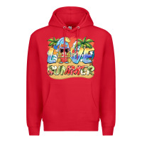 Red love summer gnomes  Background Premium Hoodie - BarkalooDesign