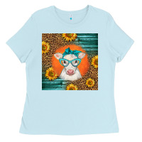 Baby Blue charolais cow Ladies Tee - LillyAllenDesigns