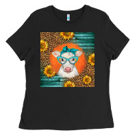 Black charolais cow Ladies Tee - LillyAllenDesigns