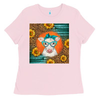 Bubblegum Pink charolais cow Ladies Tee - LillyAllenDesigns
