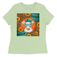 Matcha charolais cow Ladies Tee - LillyAllenDesigns