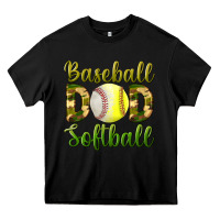 Black Baseball Dad Softball Heavy Core Tee - BundleAndBundleShop
