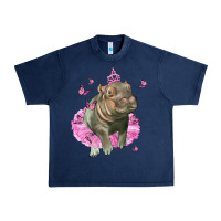 Navy Baby Hippo With Tutu Urban Heavy Tee - LillyAllenDesigns