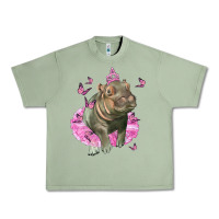 Oil Green Baby Hippo With Tutu Urban Heavy Tee - LillyAllenDesigns
