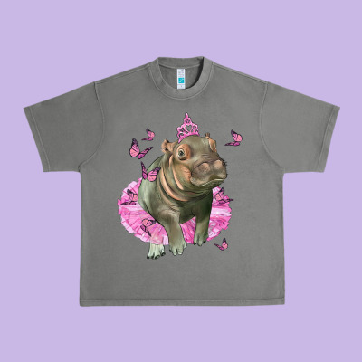 Baby Hippo With Tutu Urban Heavy Tee Designed By Lillyallendesigns
