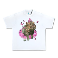 White Baby Hippo With Tutu Urban Heavy Tee - LillyAllenDesigns