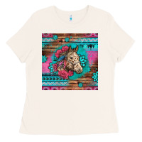 Bone floral horse Ladies Tee - LillyAllenDesigns