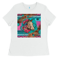 White floral horse Ladies Tee - LillyAllenDesigns