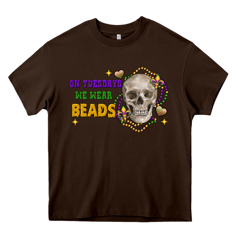 On Tuesdays We Wear Beads Skull Heavy Core Tee by FaDigitalArtStudio | Teevron