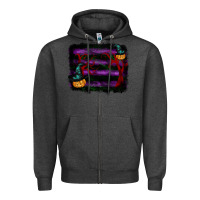Charcoal Heather halloween witch hat backround Zipper Hoodie - RanaPortraitStore