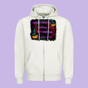 Halloween Witch Hat Backround Zipper Hoodie Designed By Ranaportraitstore