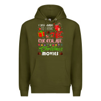 Army Green i just want to drink hot chocolate watch christmas movies premium Premium Hoodie - baoMotion