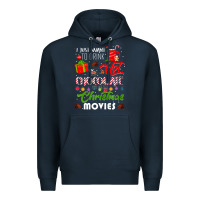 Navy i just want to drink hot chocolate watch christmas movies premium Premium Hoodie - baoMotion