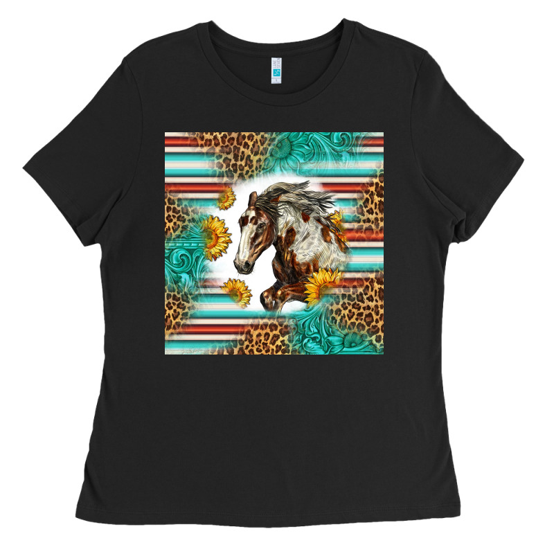 Western Mustang Horse Ladies Tee by LillyAllenDesigns | Teevron