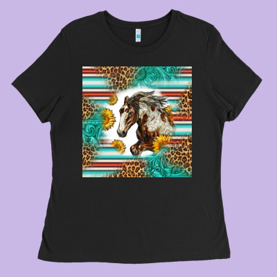 Western Mustang Horse Ladies Tee Designed By Lillyallendesigns