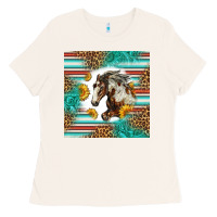 Bone western mustang horse Ladies Tee - LillyAllenDesigns