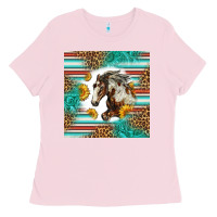 Bubblegum Pink western mustang horse Ladies Tee - LillyAllenDesigns