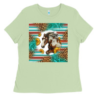 Matcha western mustang horse Ladies Tee - LillyAllenDesigns